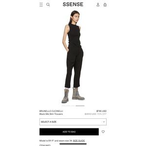 BRUNELLO CUCINELLI Dark Gray Silk Slim Trousers US6